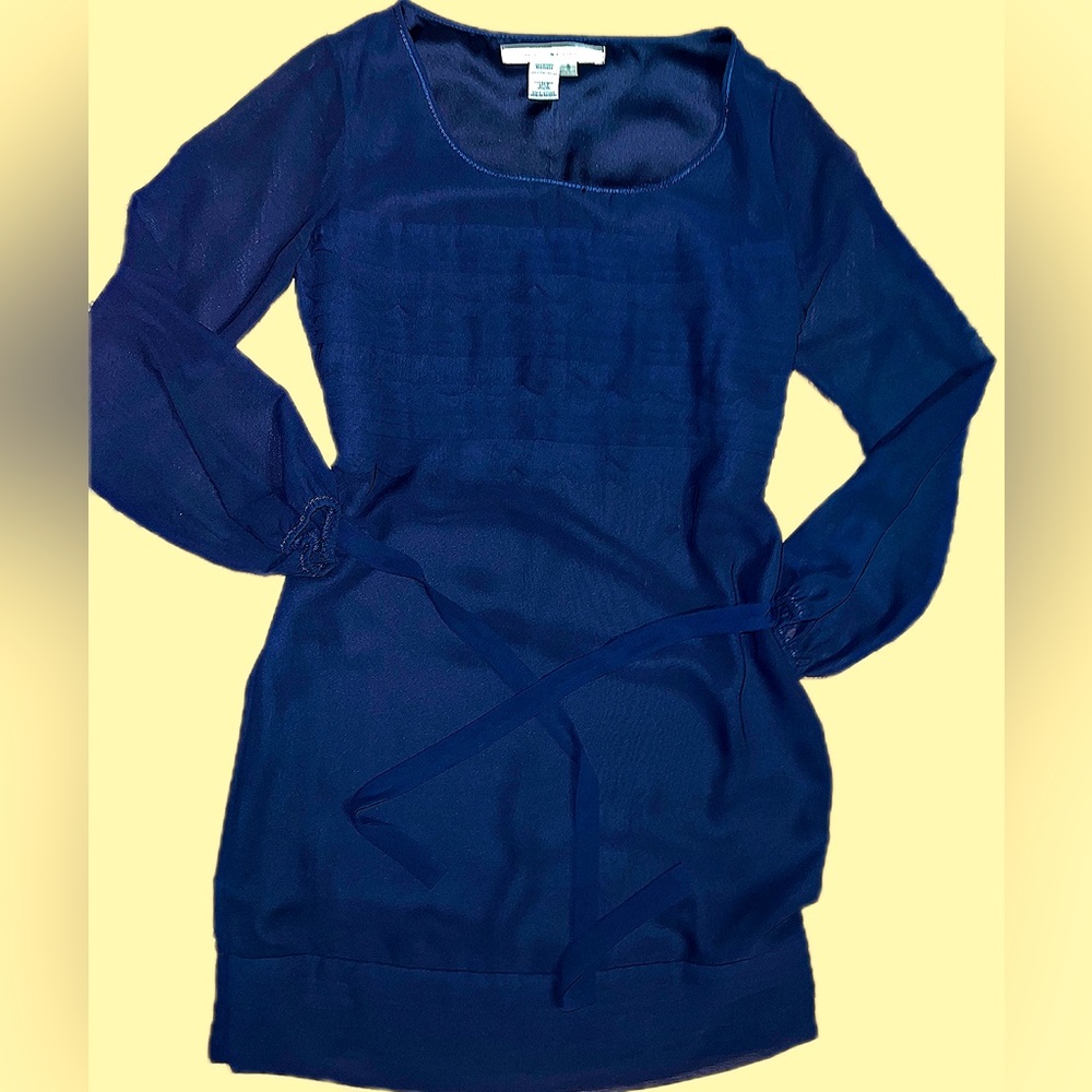 Navy Blue Belted Dress by Max Studio
